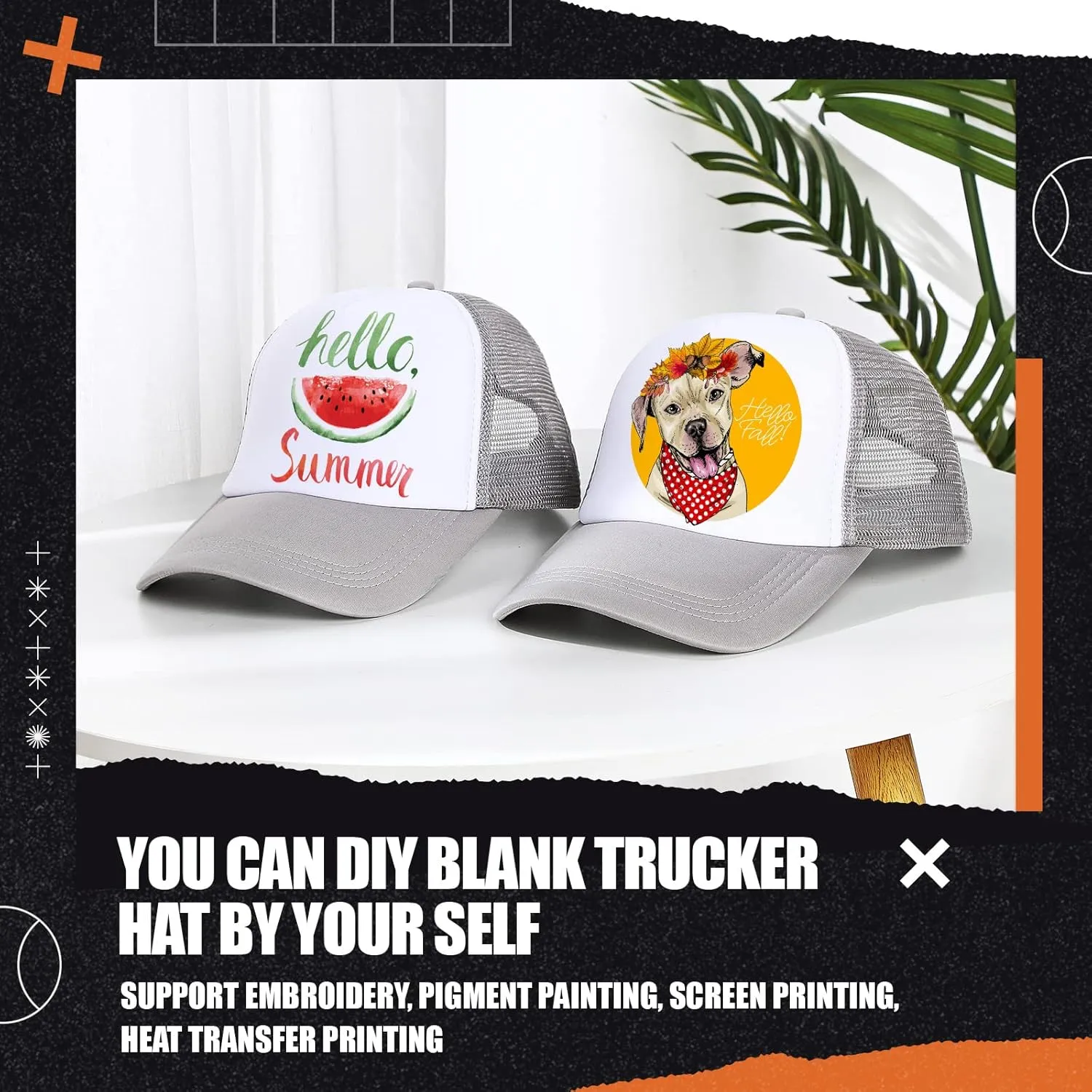 10 Pcs Sublimation Blank Trucker Hats Bulk Mesh Baseball Cap Polyester Mesh Trucker Hat for Men and Women