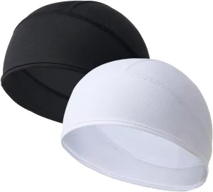 2 Pieces Skull Cap for Men Women Helmet Liner Cooling Hat Beanie Breathable Running Cycling Hat