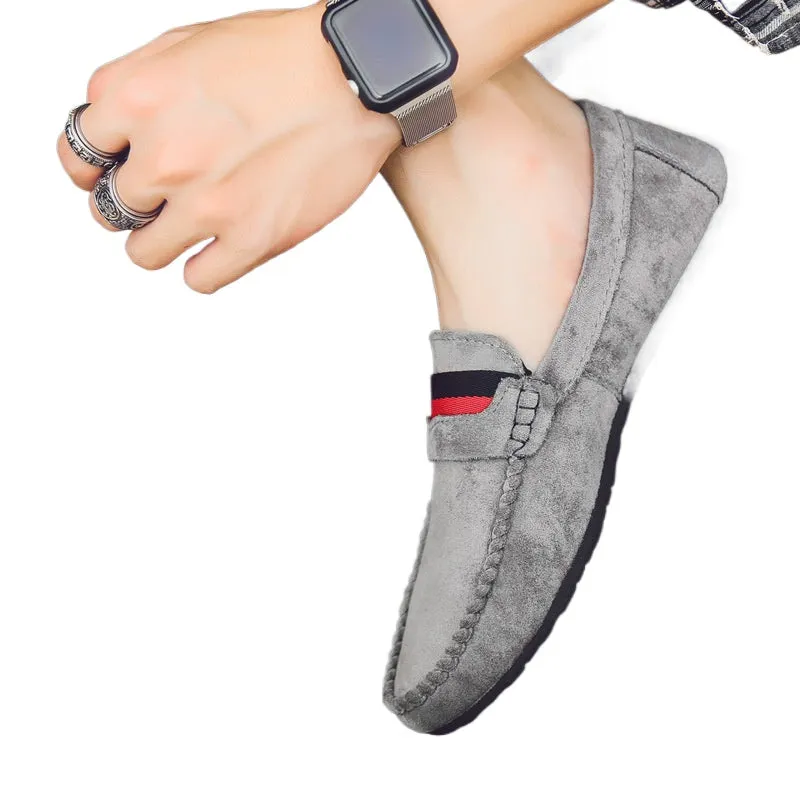 2024 new wedding groom shoes gray Korean version of trendy shoes business work leather surface loafu beanie shoes dress British