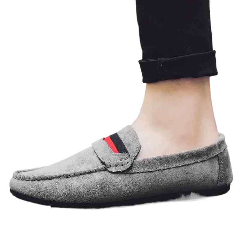 2024 new wedding groom shoes gray Korean version of trendy shoes business work leather surface loafu beanie shoes dress British