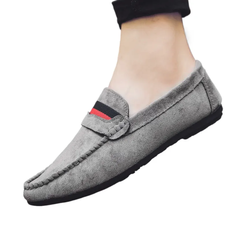 2024 new wedding groom shoes gray Korean version of trendy shoes business work leather surface loafu beanie shoes dress British