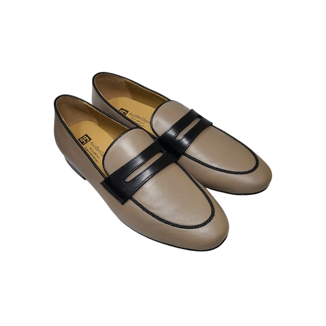 AicBerlucci Loraine Ladies Taupe Leather Loafer Shoes