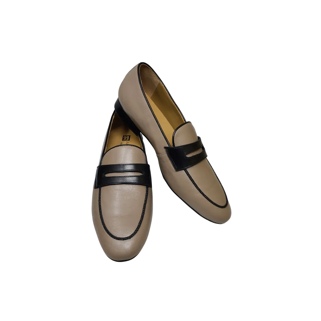 AicBerlucci Loraine Ladies Taupe Leather Loafer Shoes