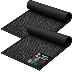 Amagabeli 2 Pack Large Outdoor Door Mats Rubber Shoes Scraper 36" x 61.5"for Front Door Entrance Outside Doormat Patio Rug Dirt Debris Mud Trapper Waterproof Out Door Mat Low Profile Washable Carpet ET130