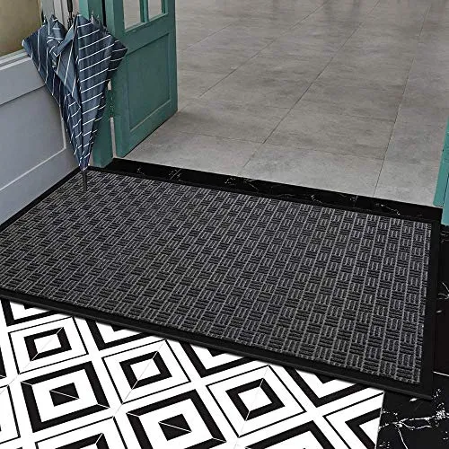 Amagabeli 2 Pack Large Outdoor Door Mats Rubber Shoes Scraper 36" x 61.5"for Front Door Entrance Outside Doormat Patio Rug Dirt Debris Mud Trapper Waterproof Out Door Mat Low Profile Washable Carpet ET130