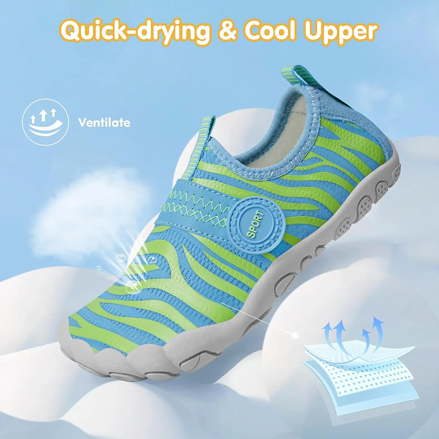 ATHMILE Kids Water Shoes Boys Girls Water Shoes Quick Dry Barefoot Beach Sports Swim Pool Summer Shoes(Little Kid/Big Kid)
