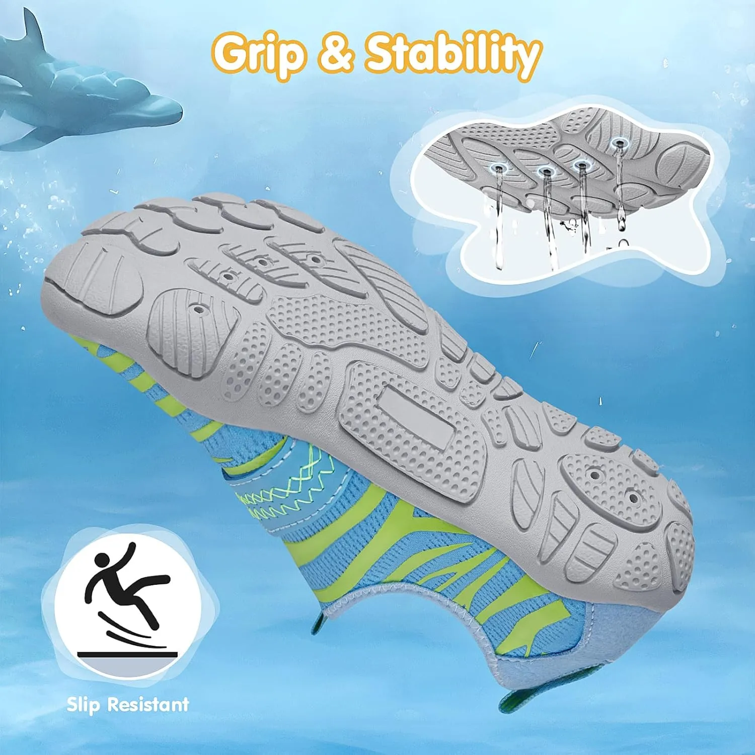 ATHMILE Kids Water Shoes Boys Girls Water Shoes Quick Dry Barefoot Beach Sports Swim Pool Summer Shoes(Little Kid/Big Kid)