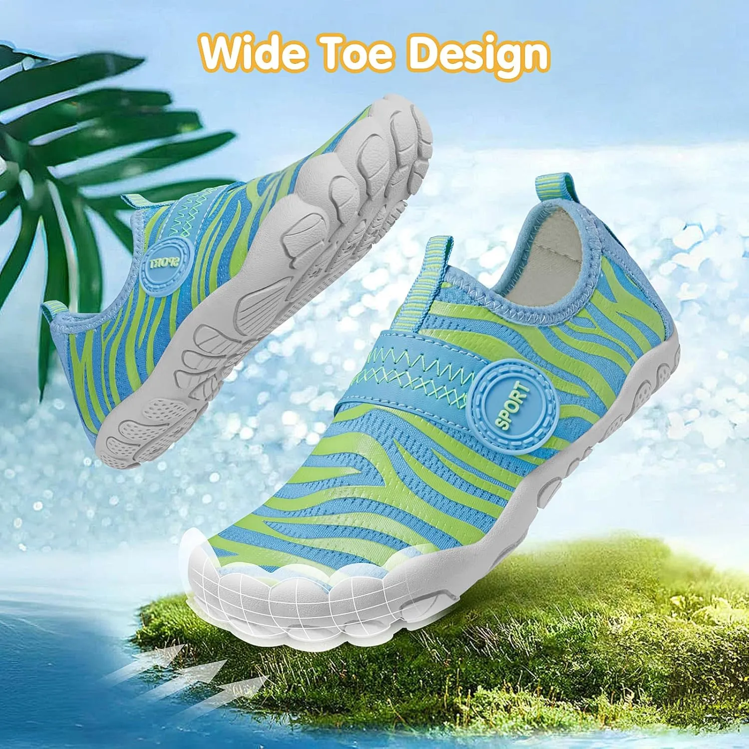 ATHMILE Kids Water Shoes Boys Girls Water Shoes Quick Dry Barefoot Beach Sports Swim Pool Summer Shoes(Little Kid/Big Kid)