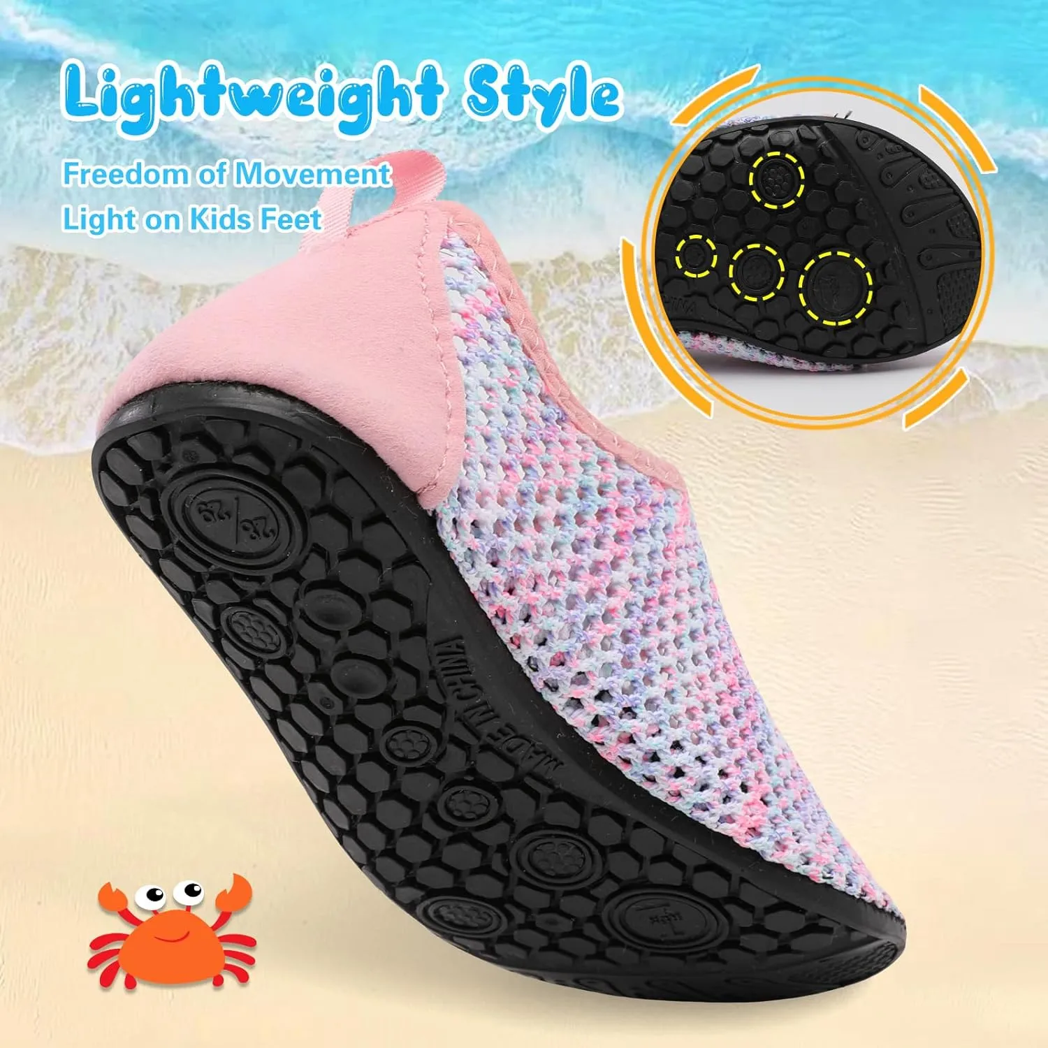 Besroad Kids Water Shoes Girls Boys Quick Dry Aqua Socks Barefoot Non Slip Beach Swim Surf Shoes