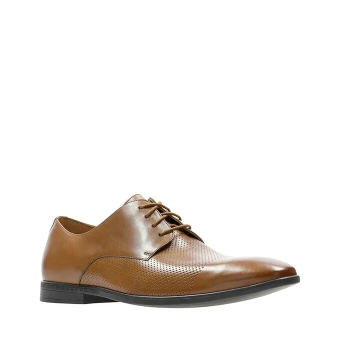 Clarks Bampton Cap Leather Shoe - Tan