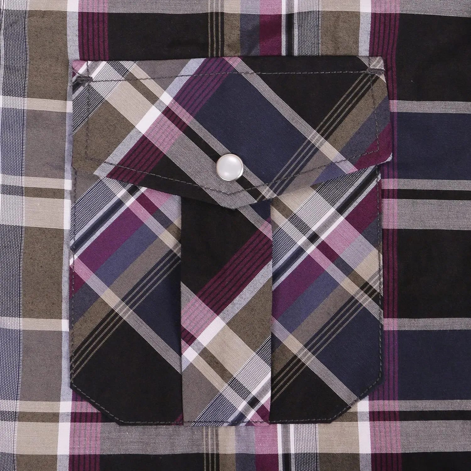 COEVALS CLUB Men's Western Plaid Pearl Snap Buttons Two Pocket Casual Short Sleeve Shirts