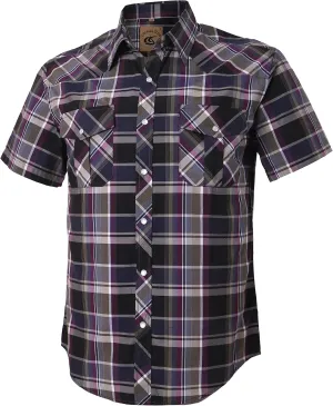 COEVALS CLUB Men's Western Plaid Pearl Snap Buttons Two Pocket Casual Short Sleeve Shirts