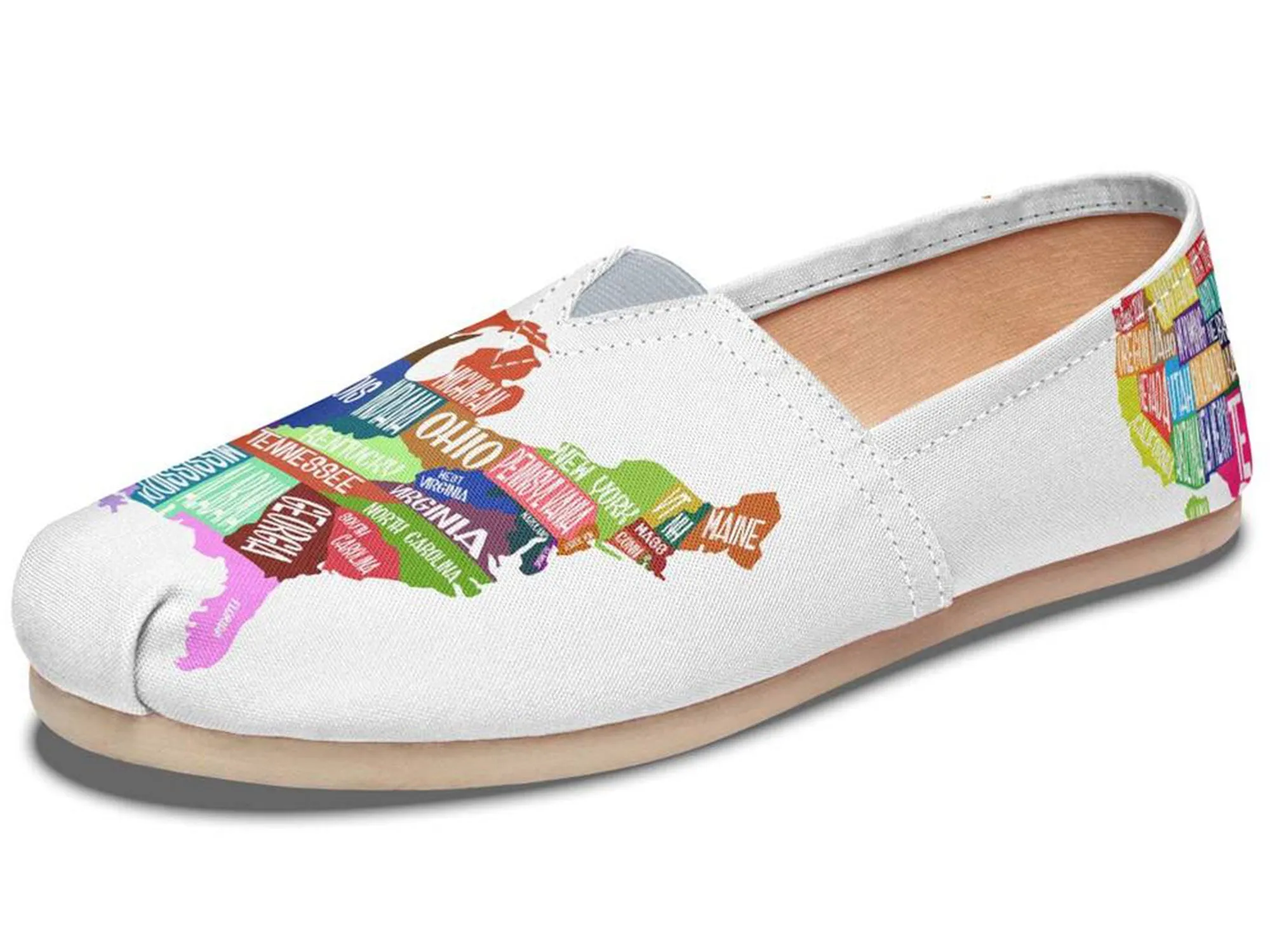 Colorful States Map Casual Shoes