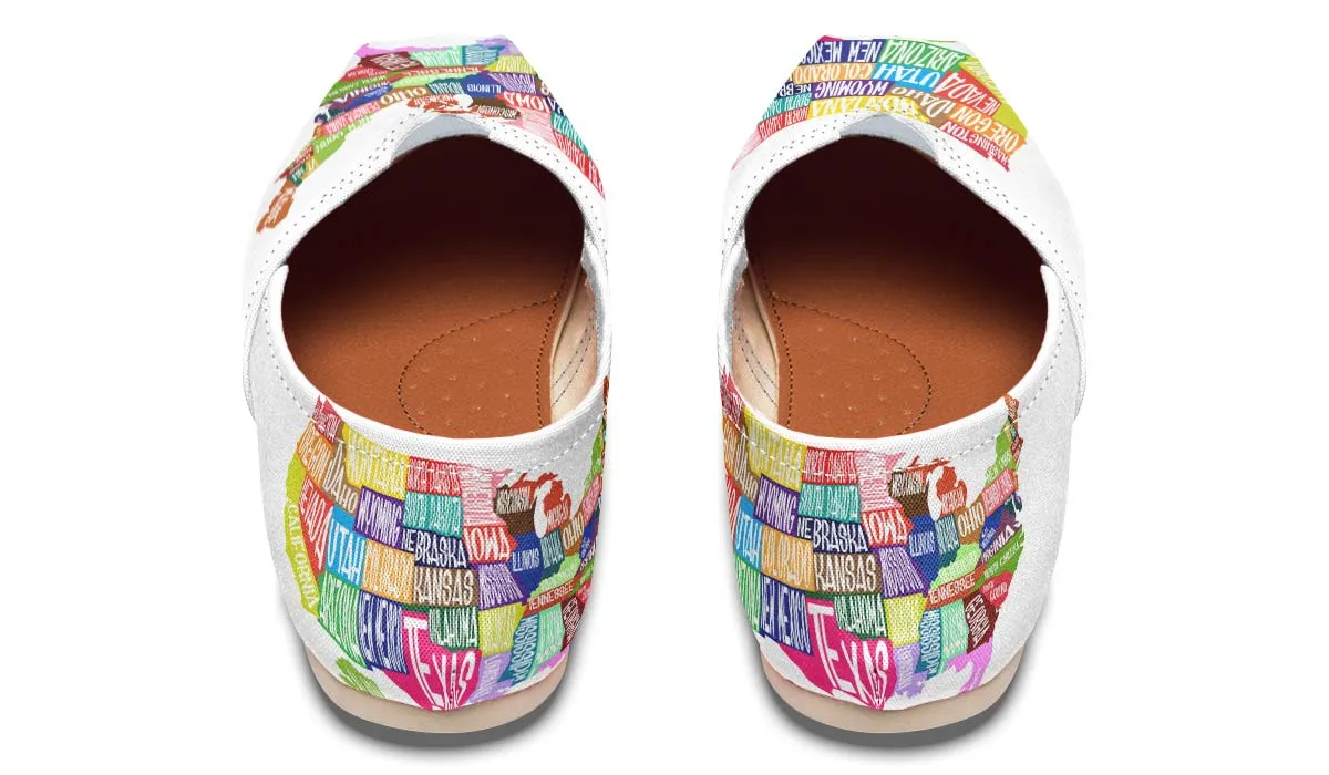 Colorful States Map Casual Shoes