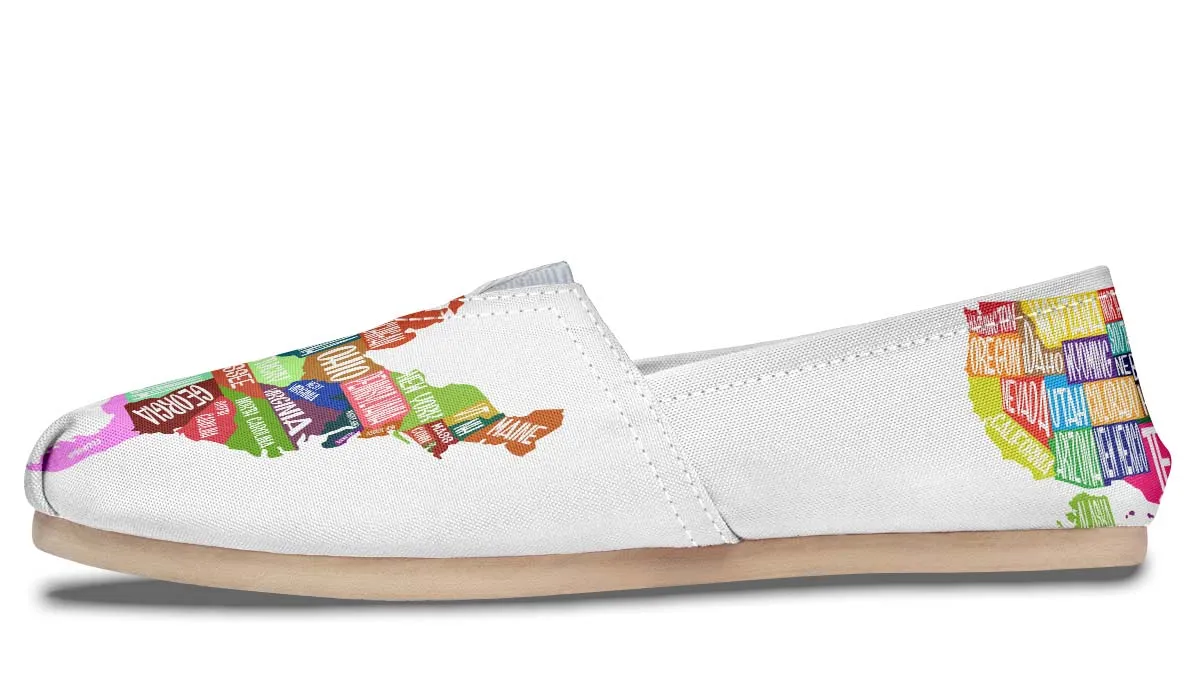 Colorful States Map Casual Shoes