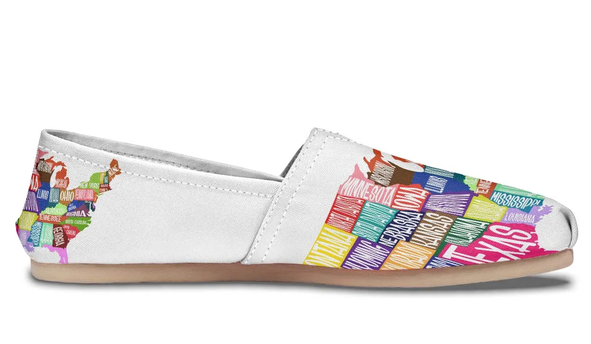 Colorful States Map Casual Shoes