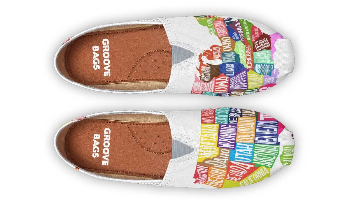 Colorful States Map Casual Shoes