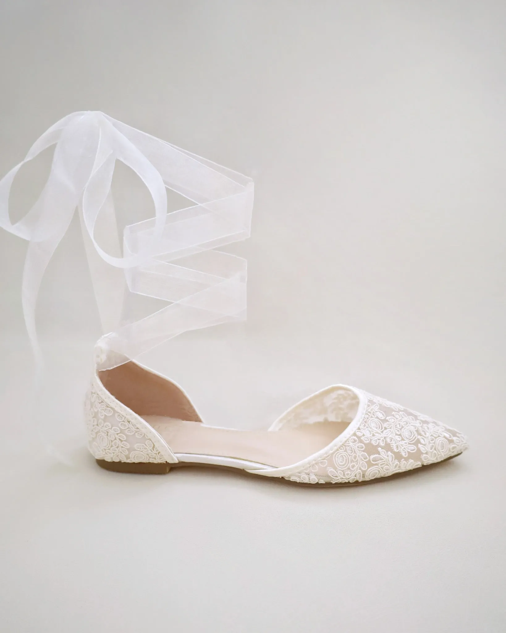 Crochet Lace Pointy Toe with Ballerina Lace Up