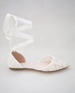 Crochet Lace Pointy Toe with Ballerina Lace Up