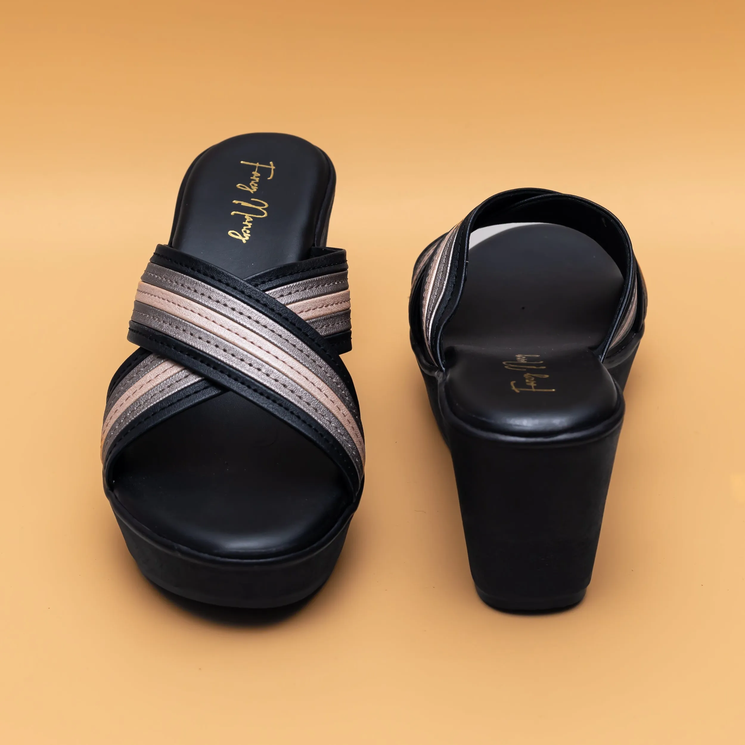 Cross Strap Wedges - Black