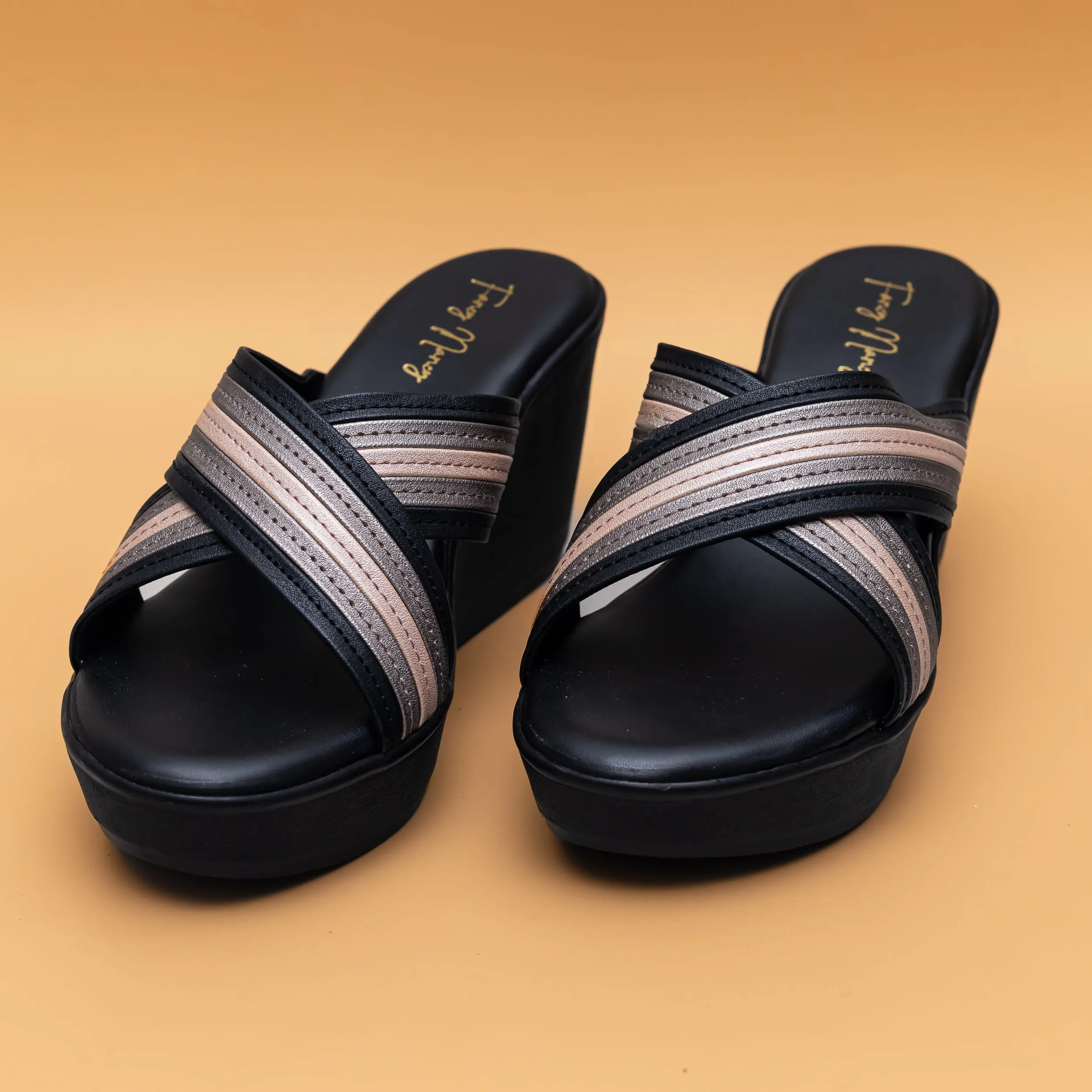 Cross Strap Wedges - Black