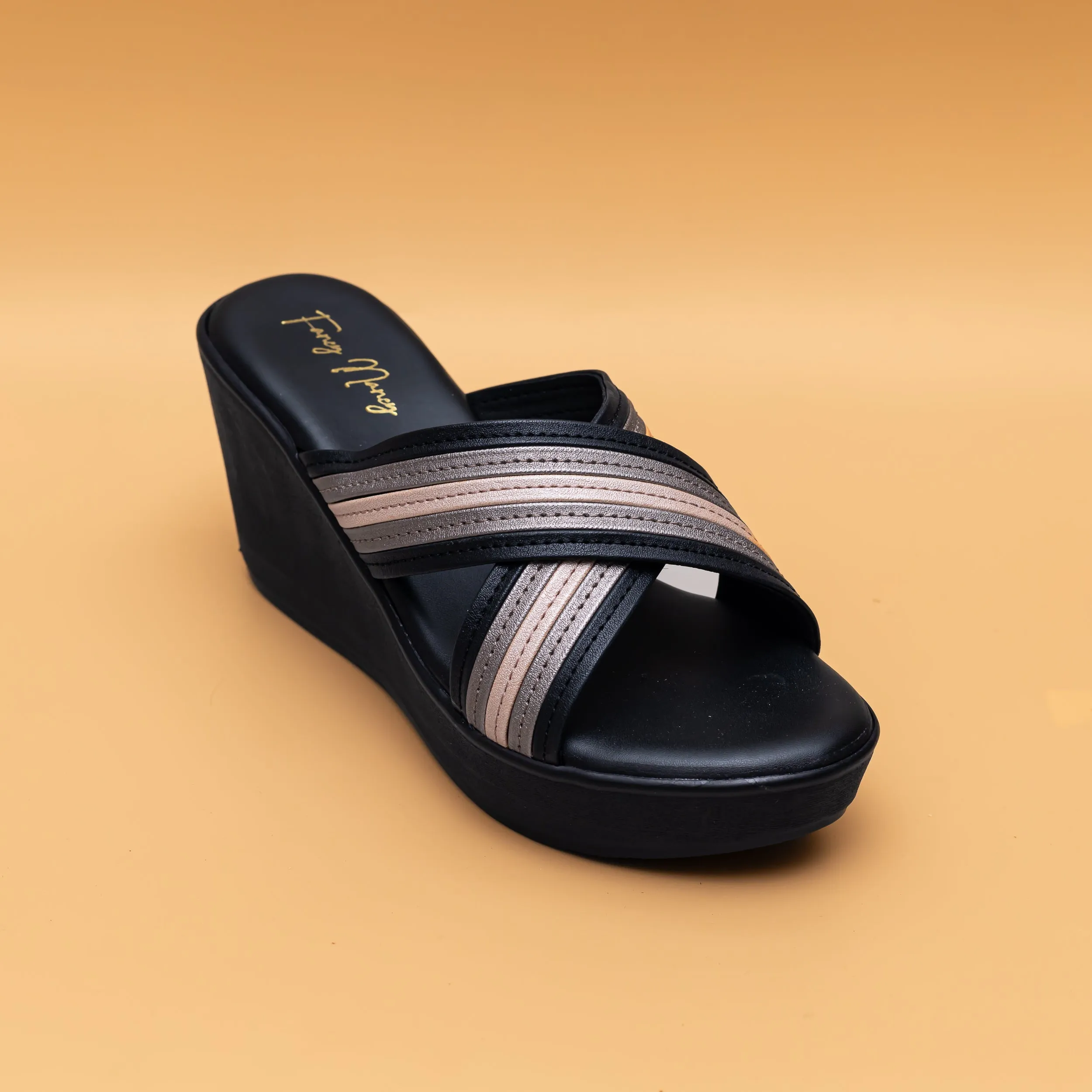 Cross Strap Wedges - Black