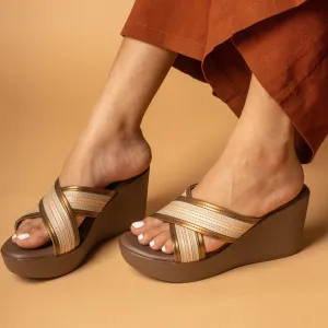 Cross Strap Wedges - Copper