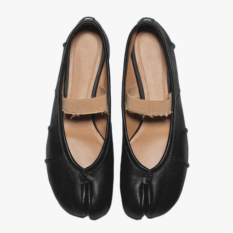 Distressed Leather Tabi Ballerinas