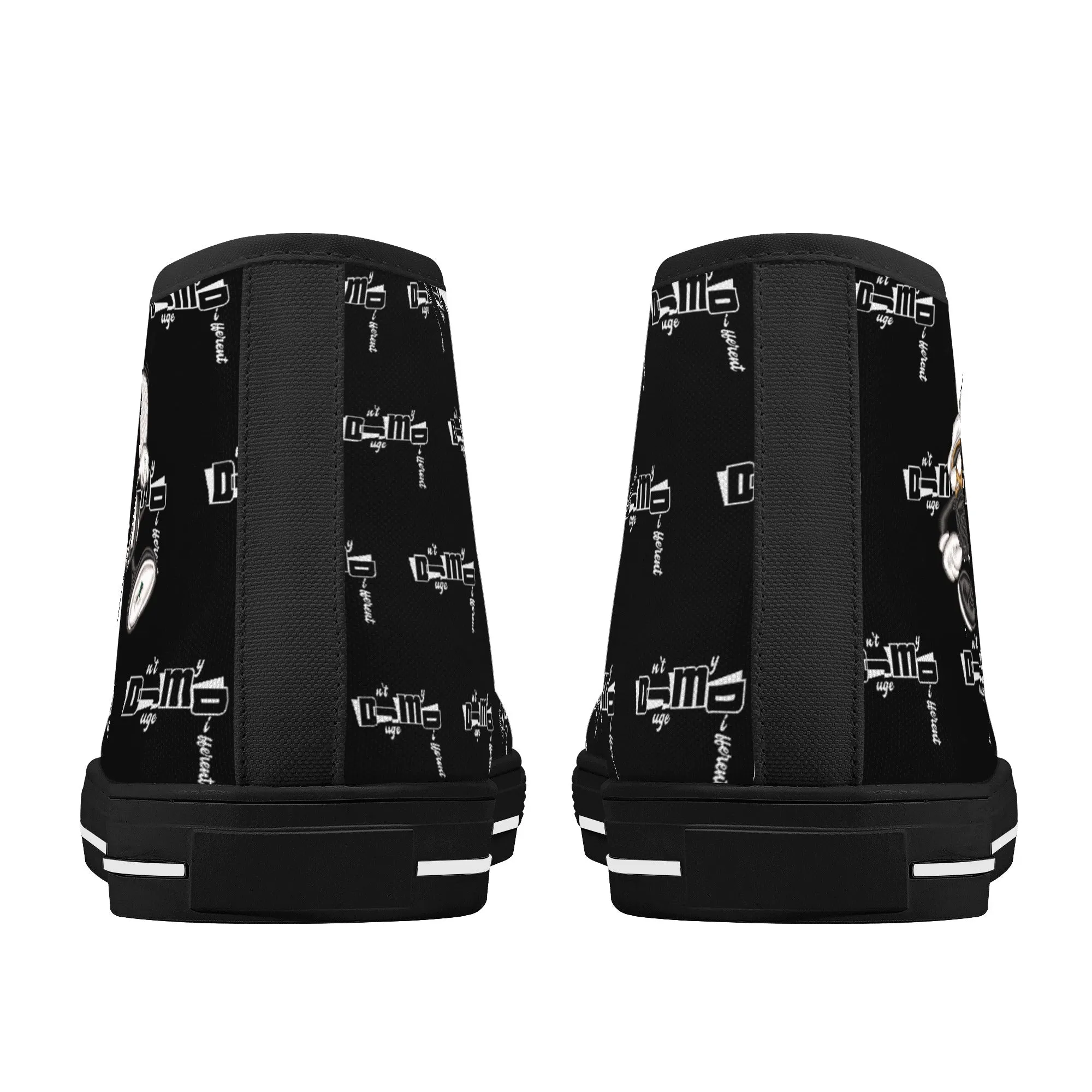 DJMD Mens Printed   Embroidered High Top Canvas Shoes