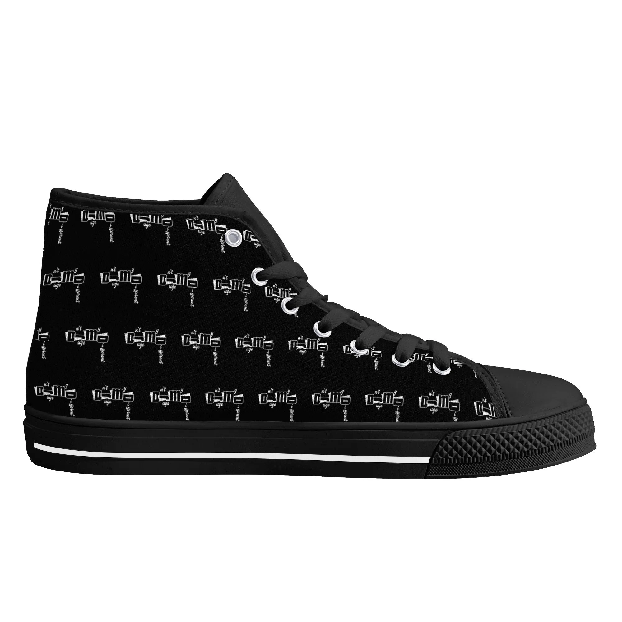 DJMD Mens Printed   Embroidered High Top Canvas Shoes