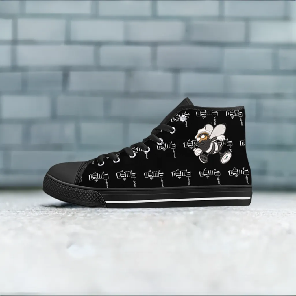 DJMD Mens Printed   Embroidered High Top Canvas Shoes