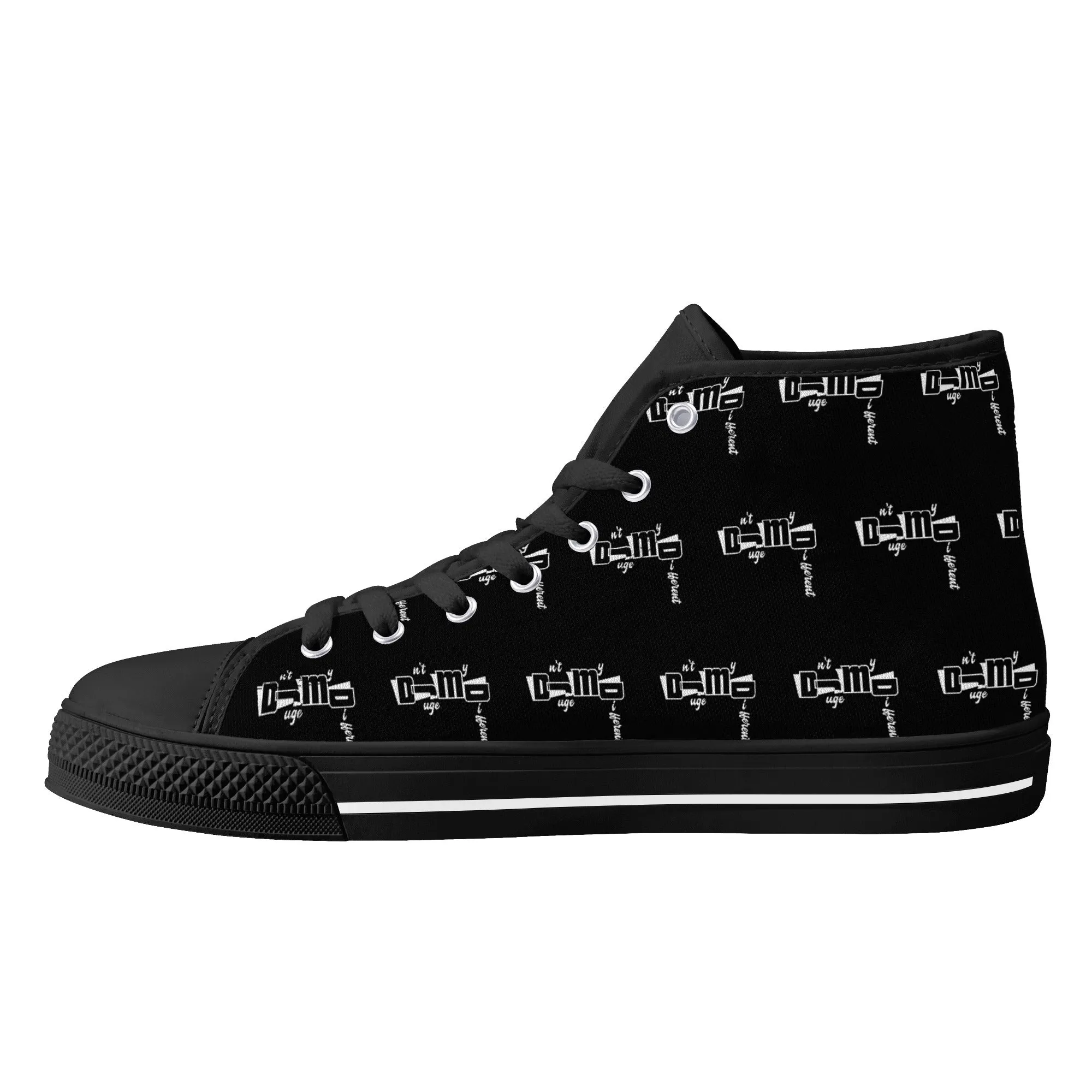 DJMD Mens Printed   Embroidered High Top Canvas Shoes
