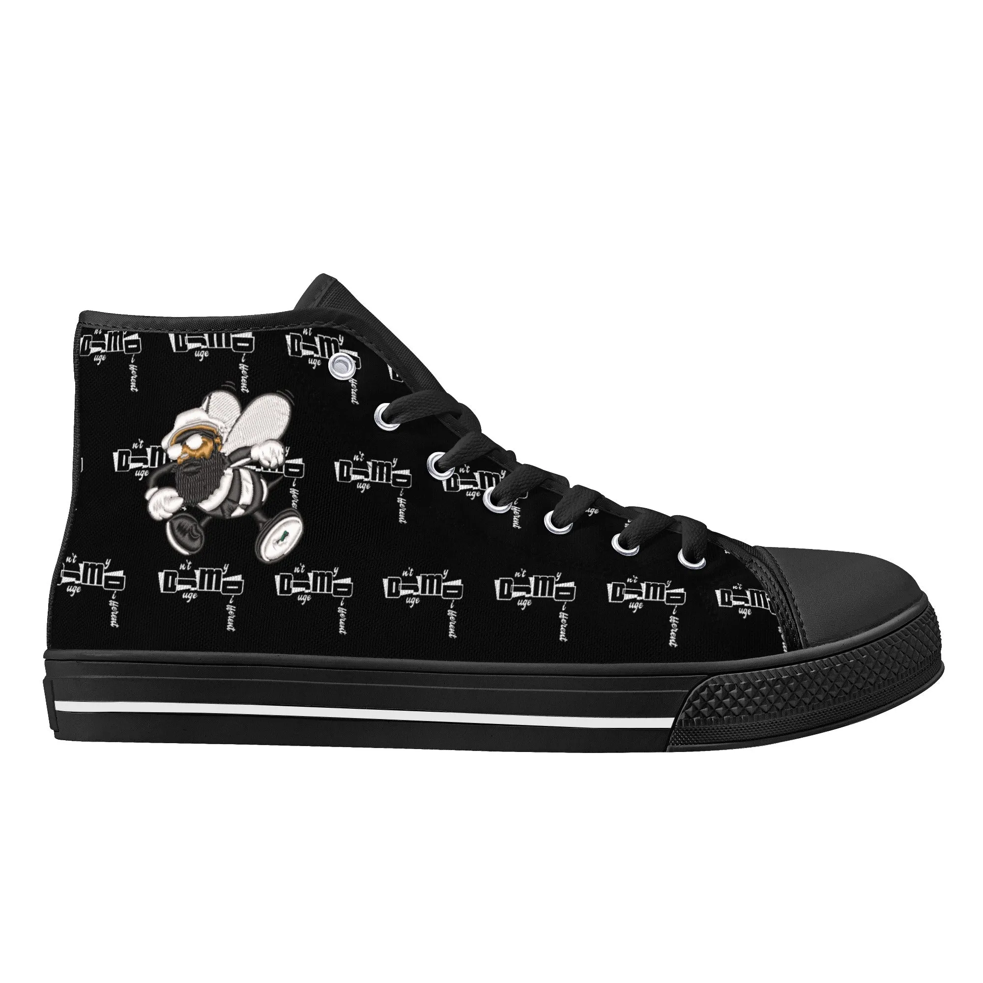 DJMD Mens Printed   Embroidered High Top Canvas Shoes