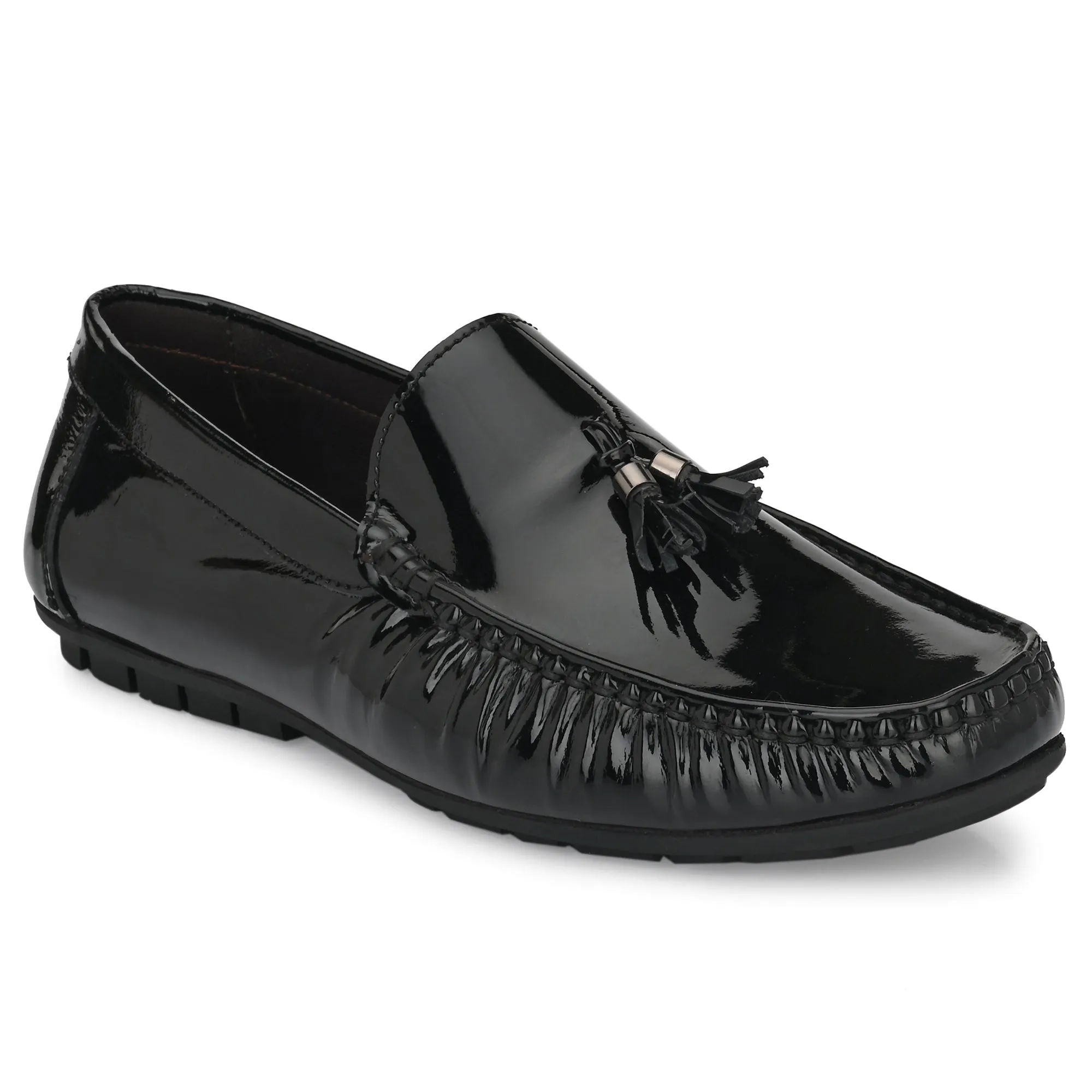 Egoss Black Patent Casual Slip On For Men