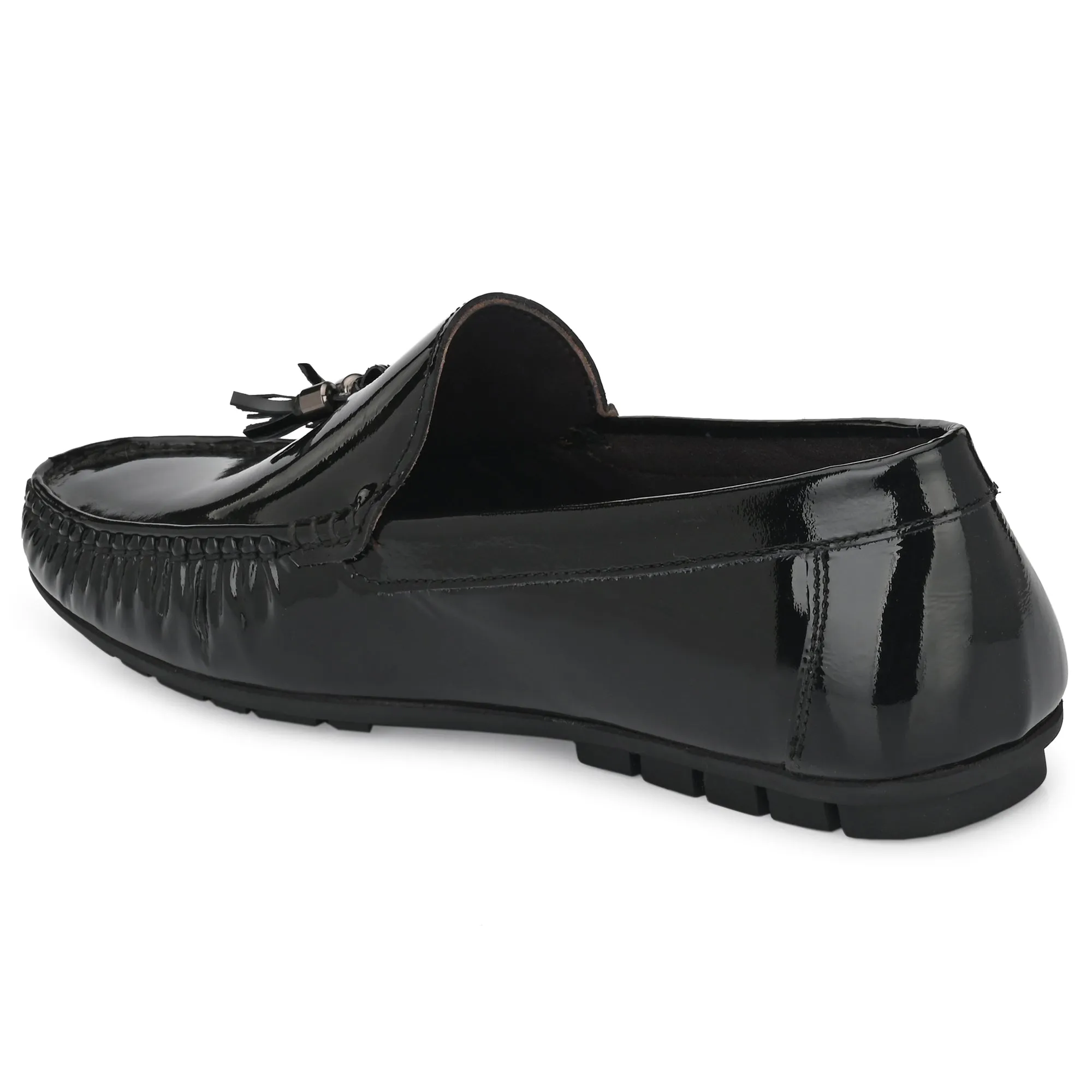 Egoss Black Patent Casual Slip On For Men