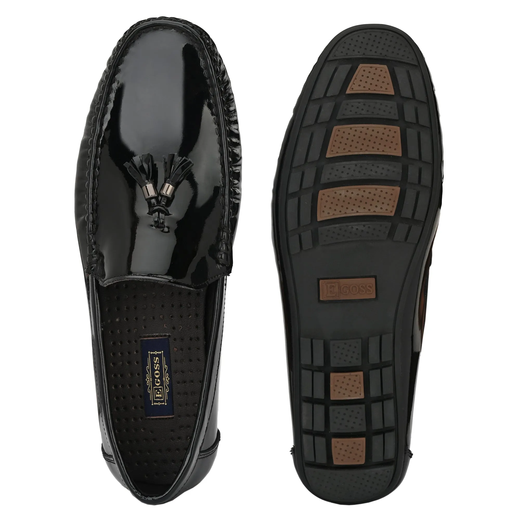 Egoss Black Patent Casual Slip On For Men