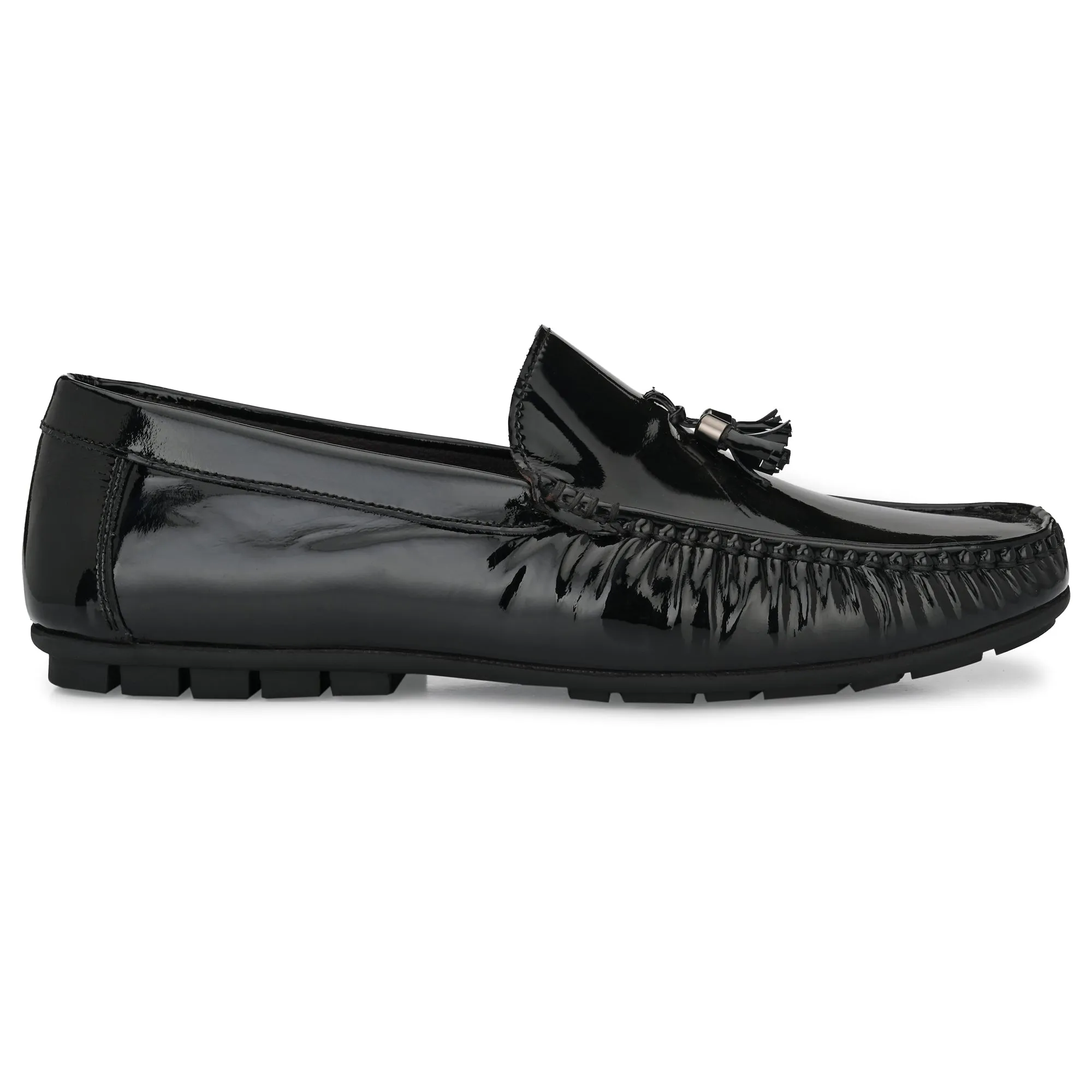 Egoss Black Patent Casual Slip On For Men