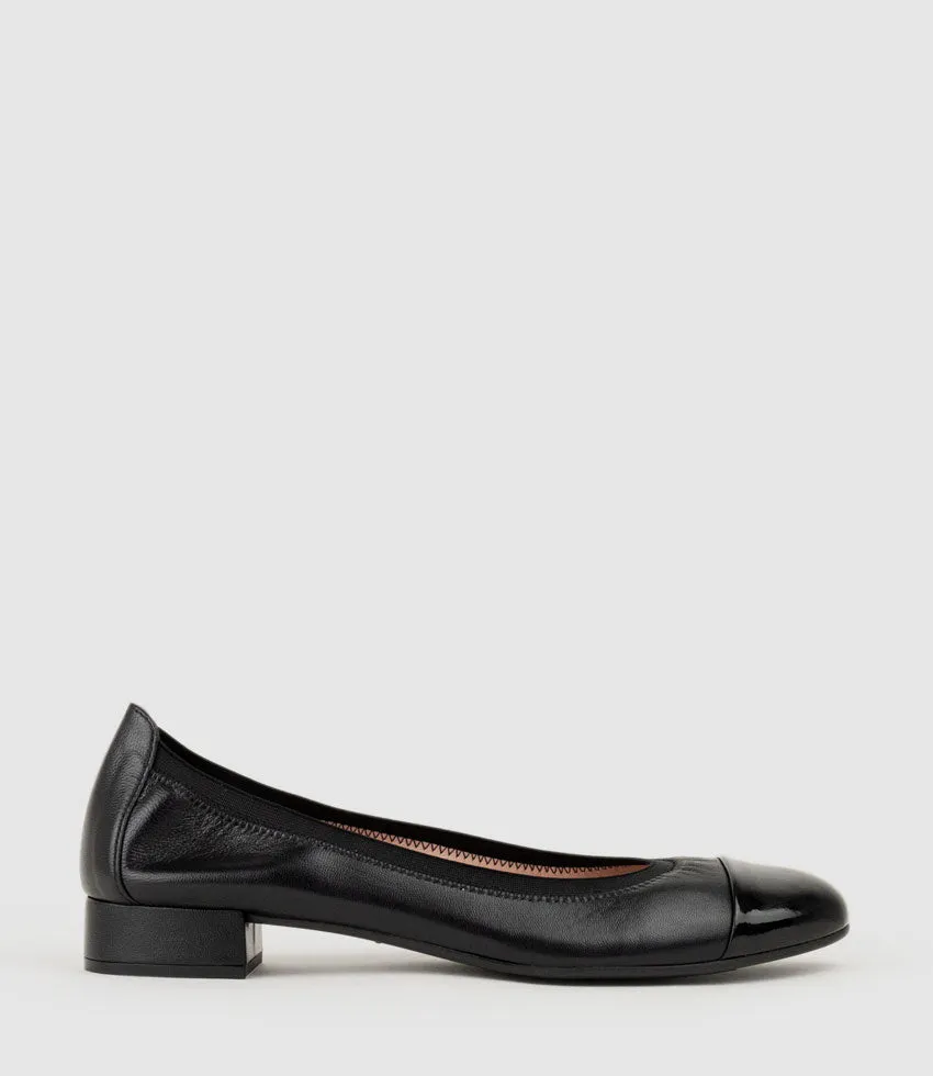 ELSIE Cap Toe Elastic Throat Ballet in Black