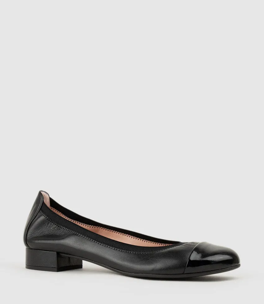 ELSIE Cap Toe Elastic Throat Ballet in Black