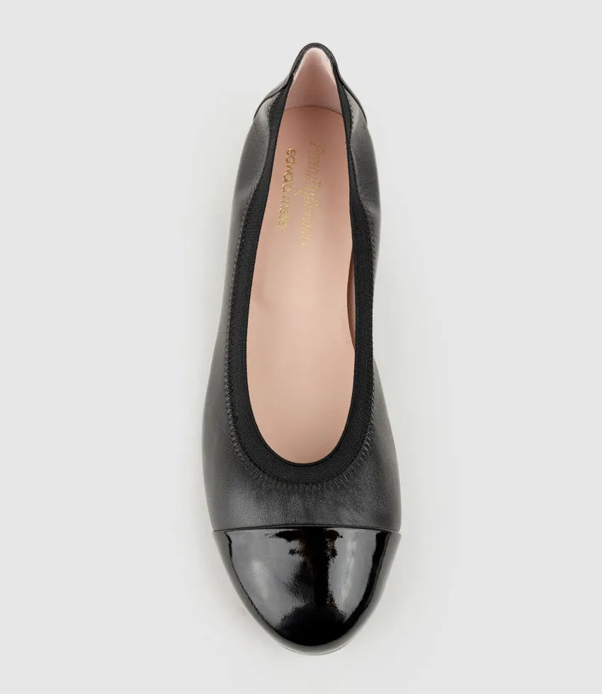 ELSIE Cap Toe Elastic Throat Ballet in Black