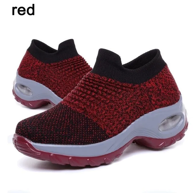 Fashion Women Lightweight Sneakers Running Shoes Outdoor Sports Shoes Breathable Mesh Comfort Running Shoes Air Cushion Lace Up