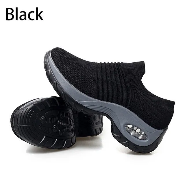 Fashion Women Lightweight Sneakers Running Shoes Outdoor Sports Shoes Breathable Mesh Comfort Running Shoes Air Cushion Lace Up