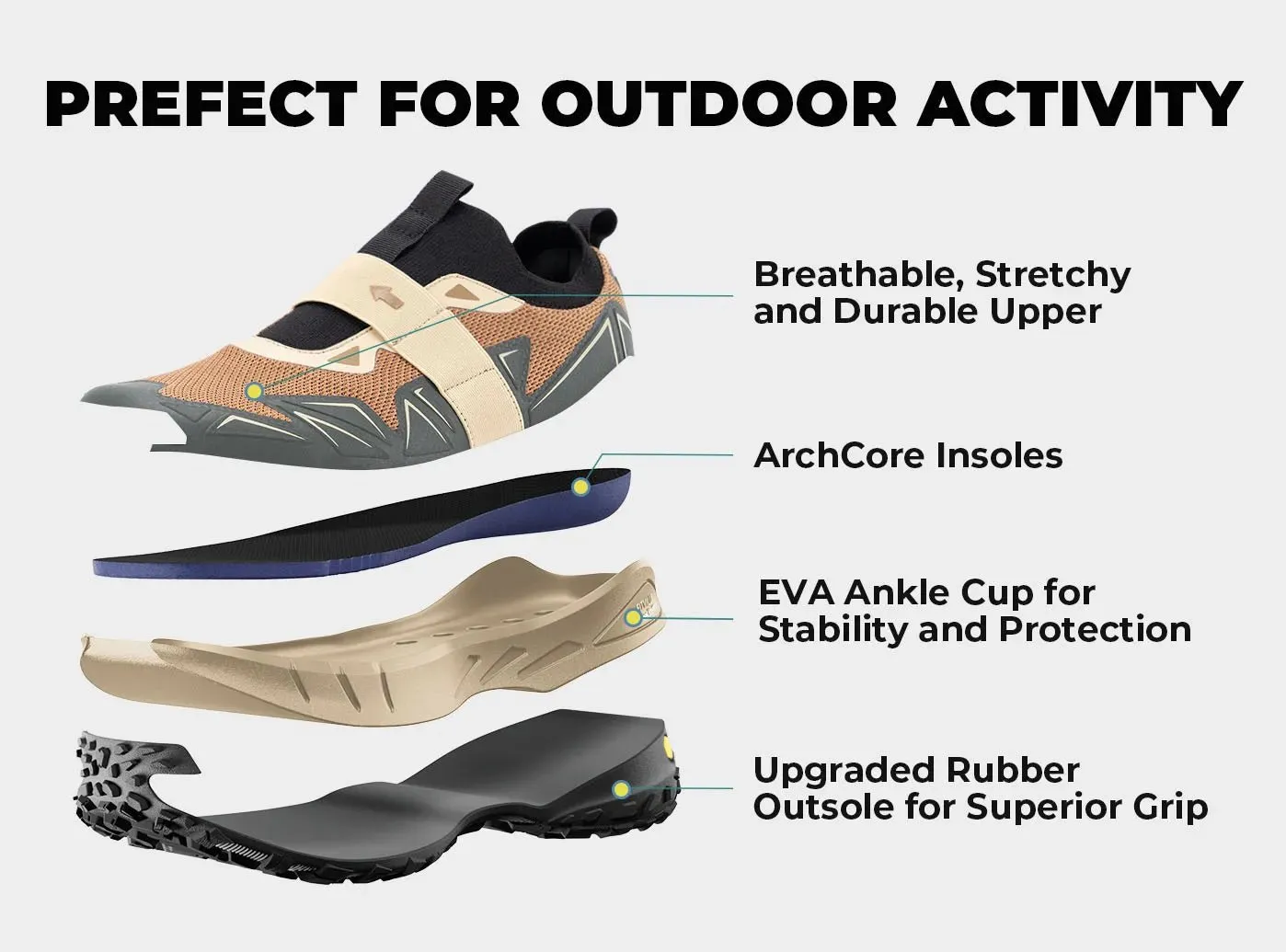 FitVille Men's Low-Top LugMax Hiking Shoes V4