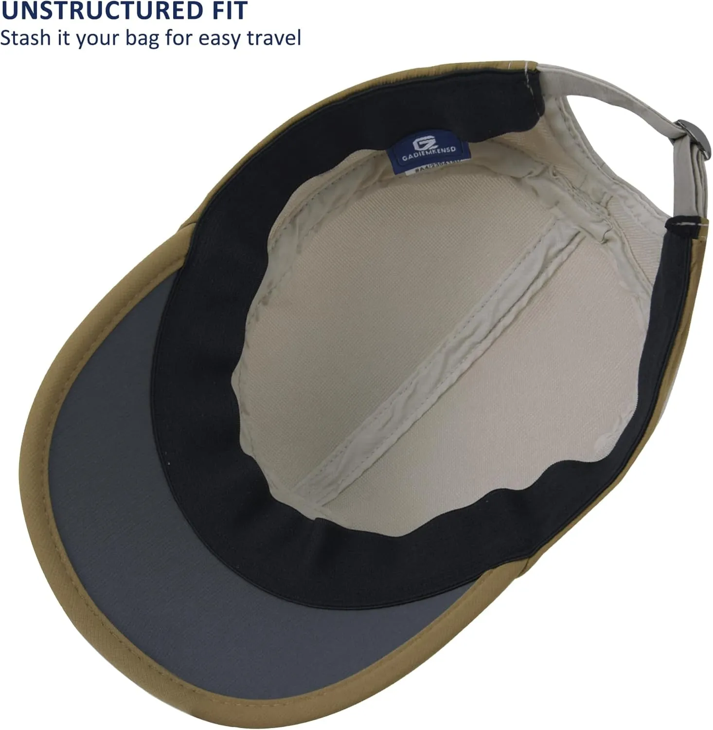 GADIEMKENSD Stretch Army Cap Cadet Military Hats Flat Top Baseball Cap Short Bill Breathable