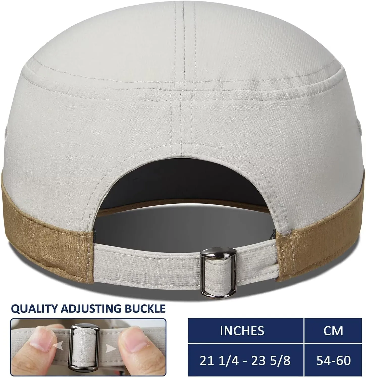 GADIEMKENSD Stretch Army Cap Cadet Military Hats Flat Top Baseball Cap Short Bill Breathable