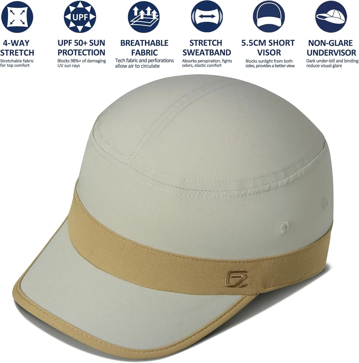GADIEMKENSD Stretch Army Cap Cadet Military Hats Flat Top Baseball Cap Short Bill Breathable