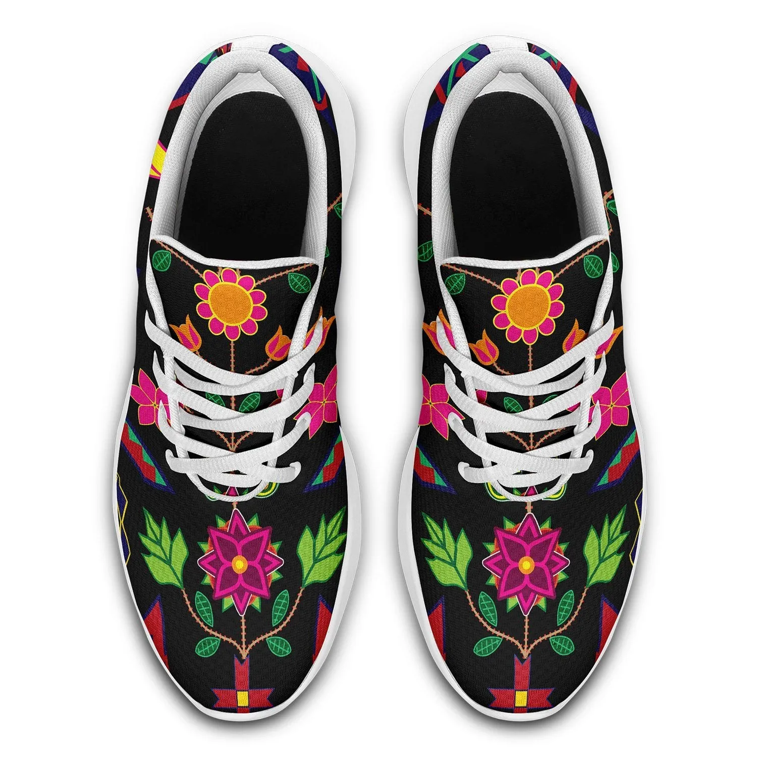Geometric Floral Spring Black Ikkaayi Sport Sneakers