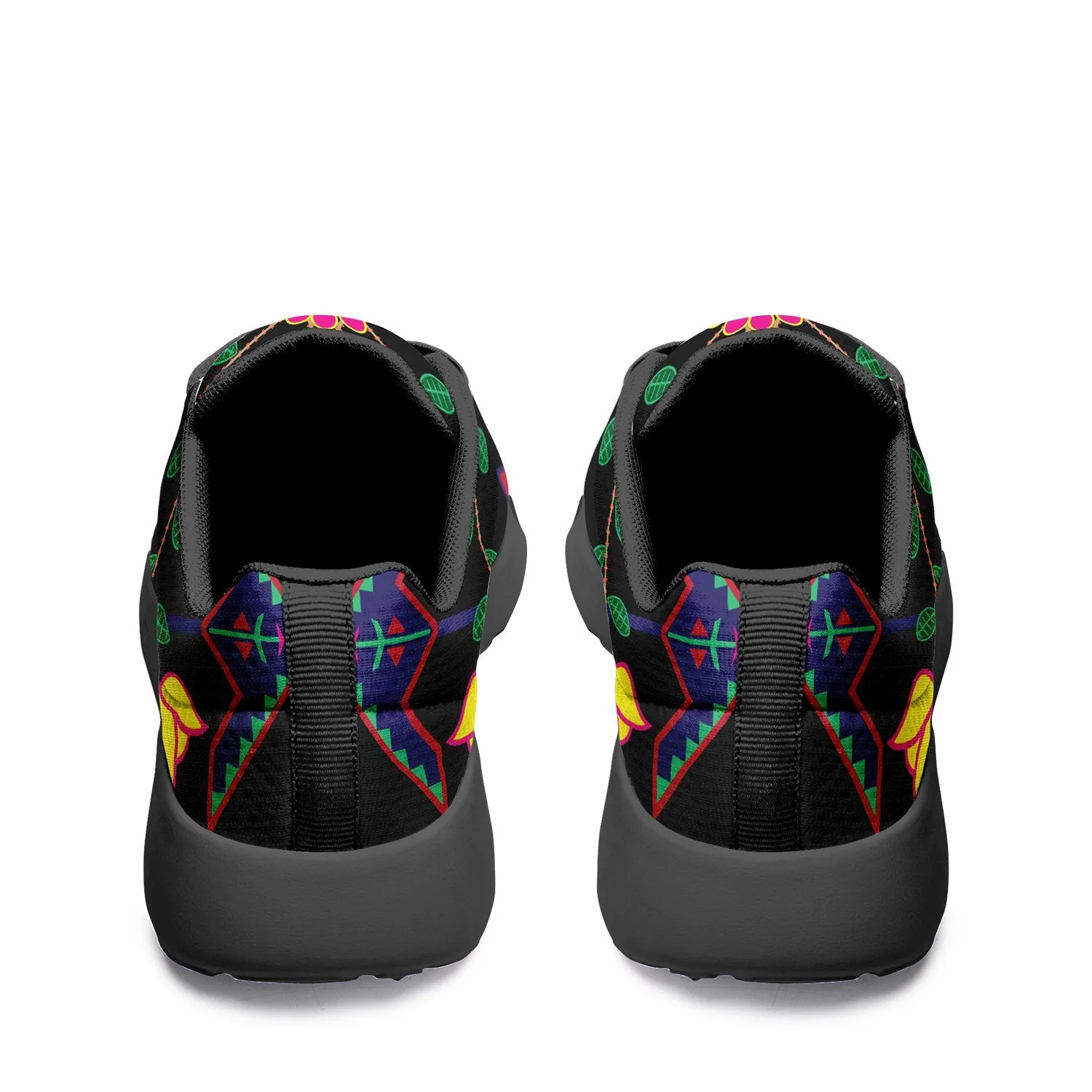 Geometric Floral Spring Black Ikkaayi Sport Sneakers