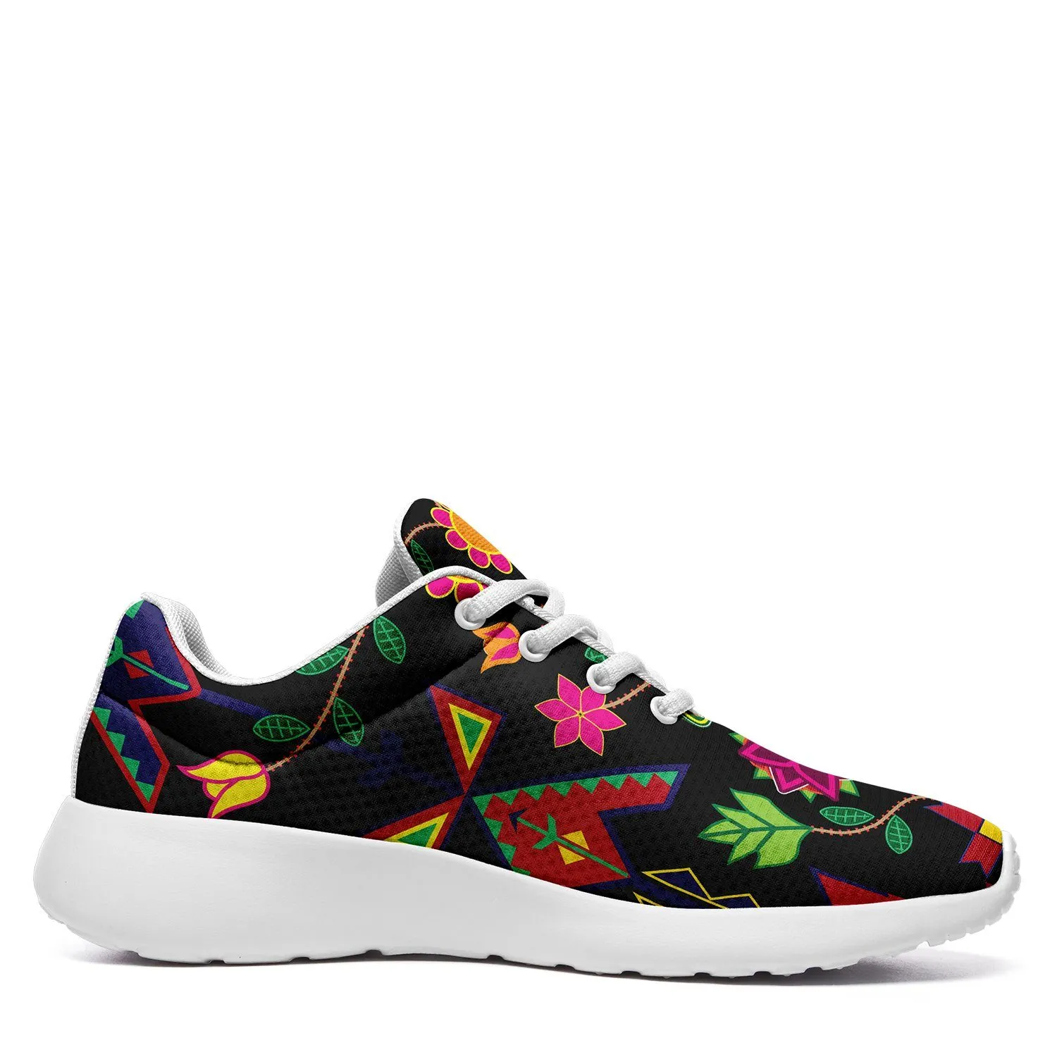 Geometric Floral Spring Black Ikkaayi Sport Sneakers
