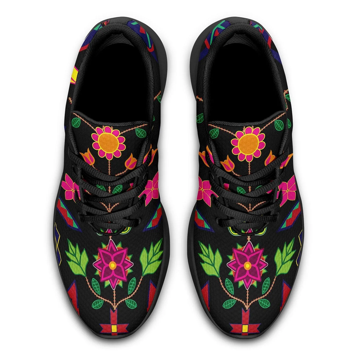 Geometric Floral Spring Black Ikkaayi Sport Sneakers